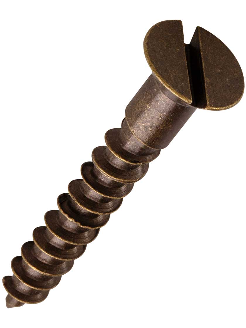 9 x 1 1/4 Inch Brass Flat Head Slotted Wood Screws 25 Pack House
